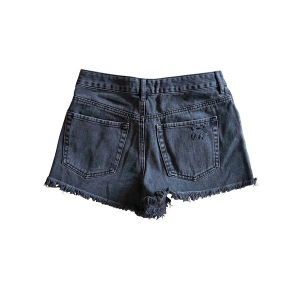 Pacsun High Rise Festival Jean Shorts Black Wash Distressed Denim 26 - Picture 2 of 5